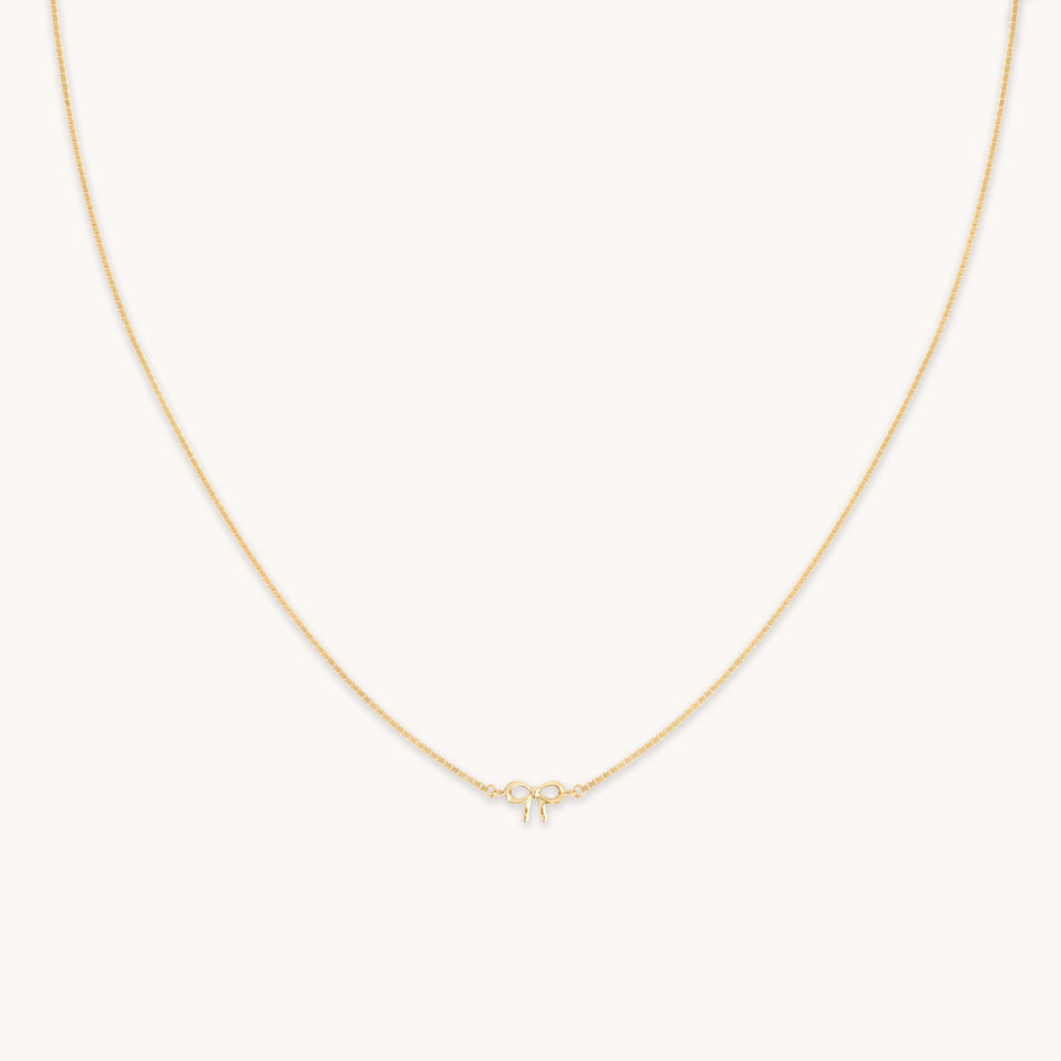 Bow Charm Necklace in 9k Gold