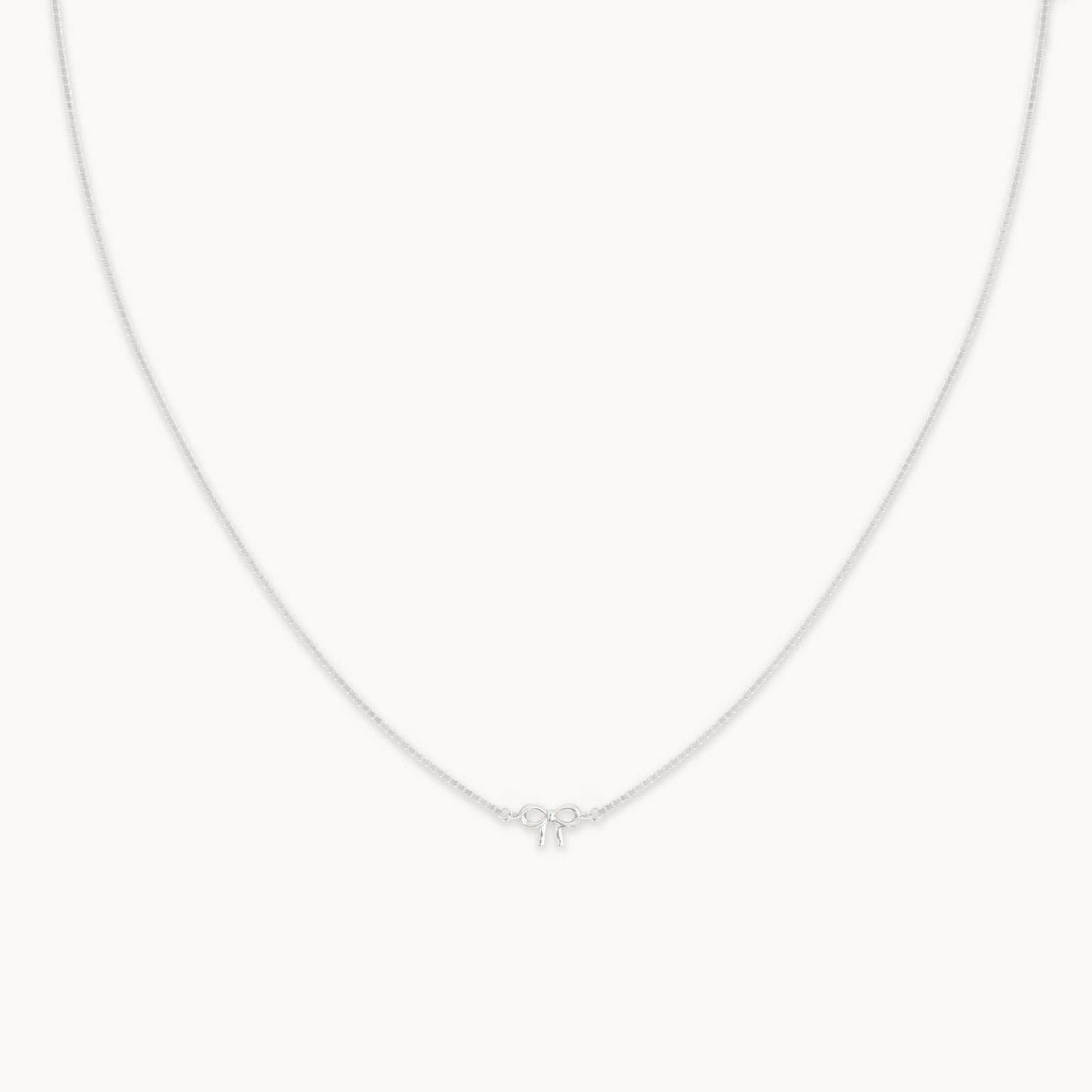 Bow Charm Necklace in 9k White Gold