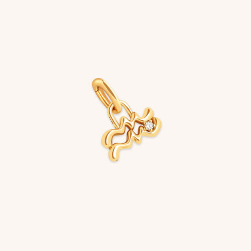 18k Gold Plated Jewellery - Aquarius Zodiac Talisman Charm in Gold - Talisman Charm - Astrid &amp; Miyu