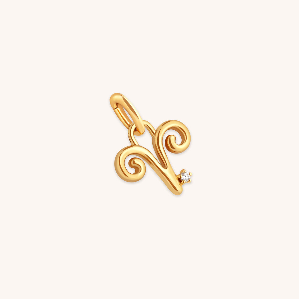 18k Gold Plated Jewellery - Aries Zodiac Talisman Charm in Gold - Talisman Charm - Astrid &amp; Miyu