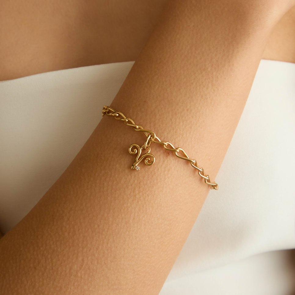 18k Gold Plated Jewellery - Aries Zodiac Talisman Charm in Gold - Talisman Charm - Astrid &amp; Miyu