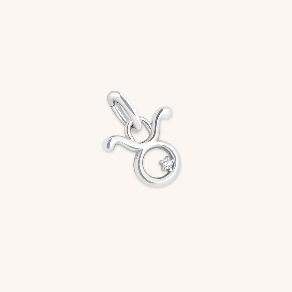 Hoop Charms - Taurus Zodiac Talisman Charm in Silver - Talisman Charm - Astrid &amp; Miyu