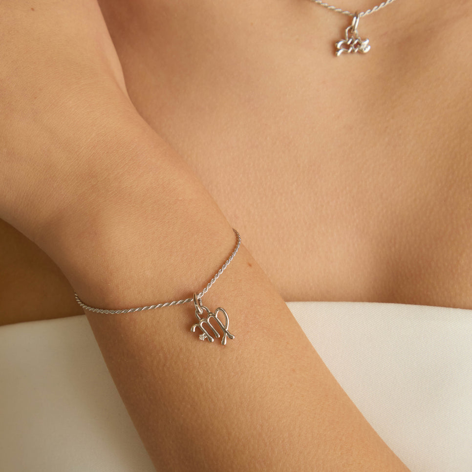Hoop Charms - Virgo Zodiac Talisman Charm in Silver - Talisman Charm - Astrid &amp; Miyu