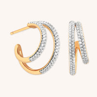 Pavé Illusion Hoops in Gold