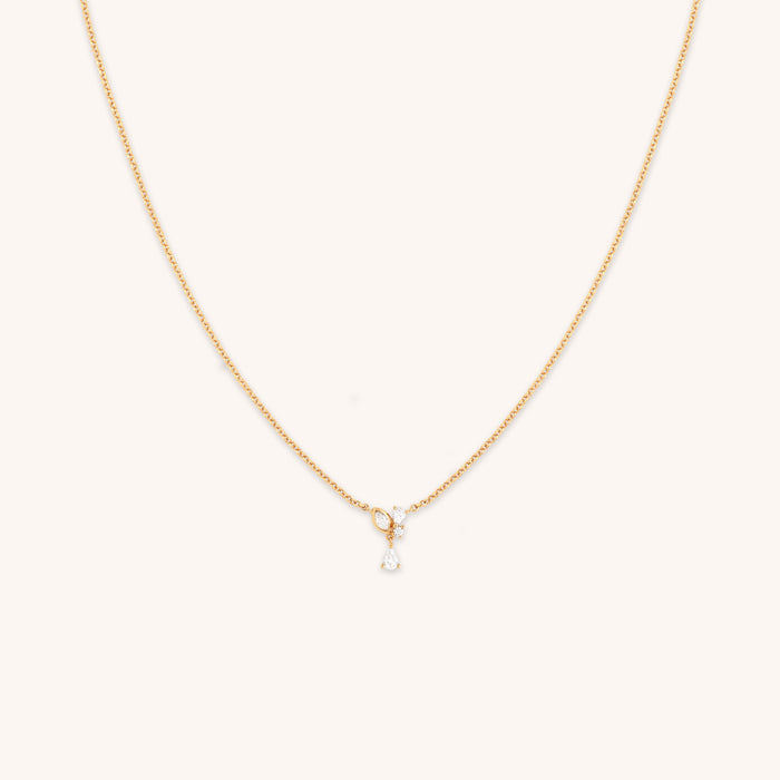 Crystal Cluster Pendant Necklace in Gold