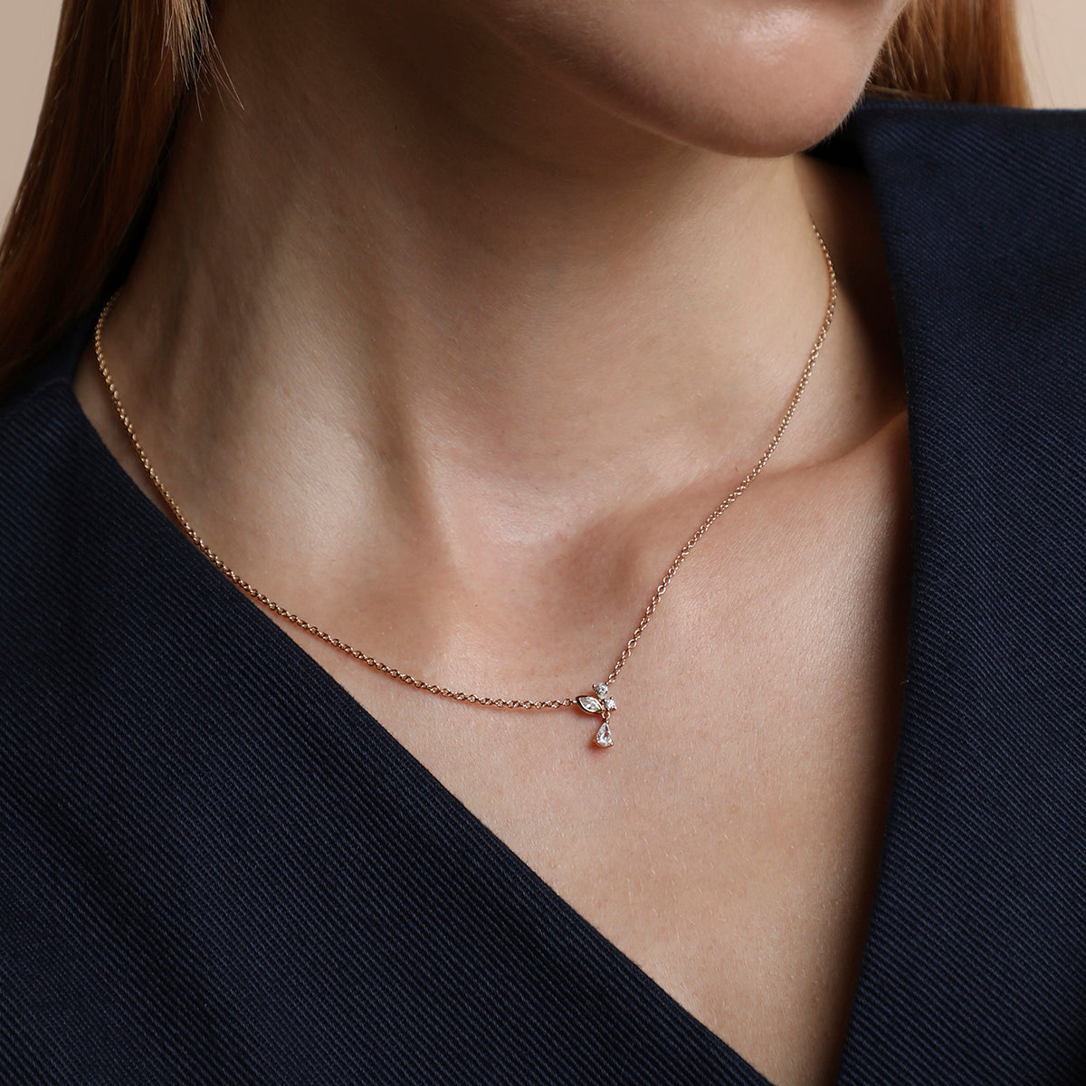 Crystal Cluster Pendant Necklace in Gold