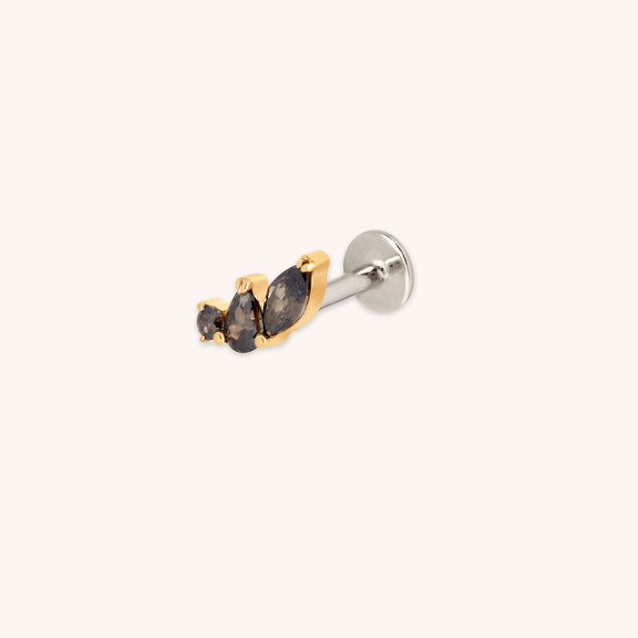 Black Cluster Titanium Piercing Stud in Gold