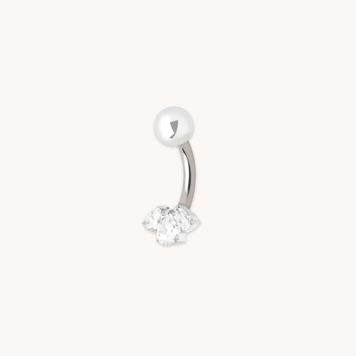 Crystal Cluster Titanium Belly Bar in Silver-Astrid &amp; Miyu