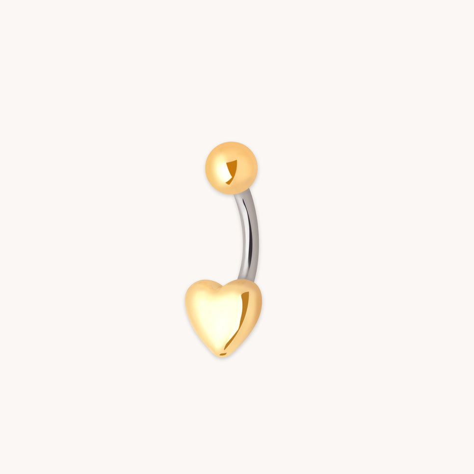 Heart Titanium Belly Bar in Gold