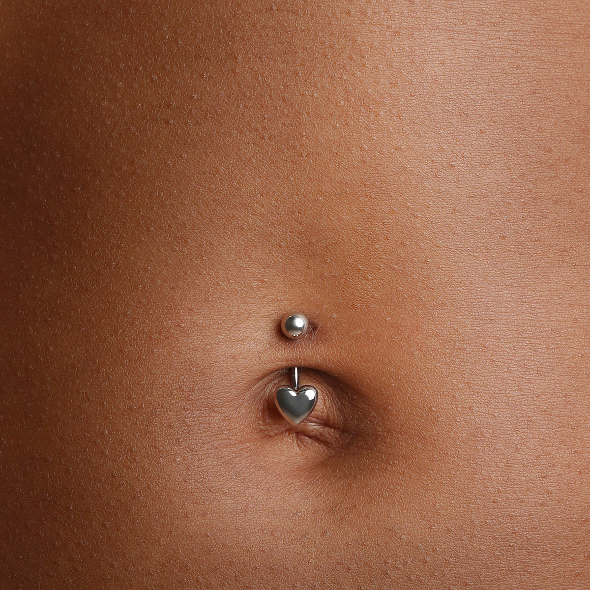 Heart Titanium Belly Bar in Silver