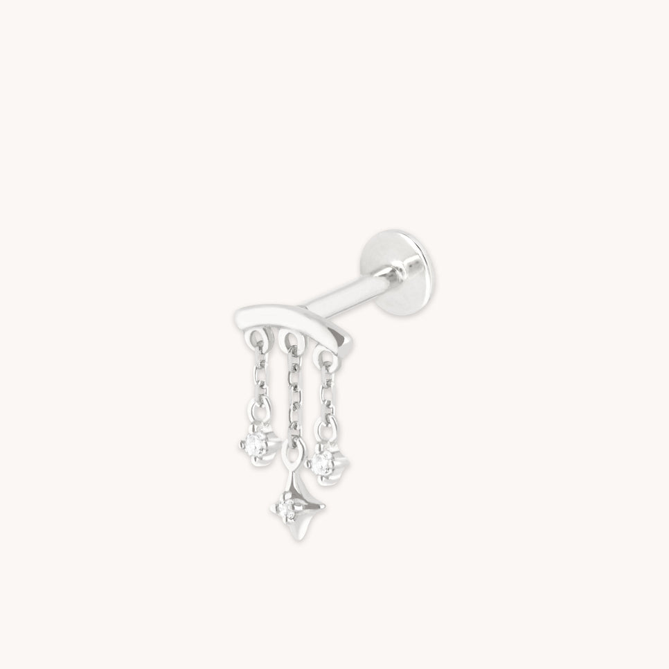 Cosmic Star Multi Charm Hidden Helix in Solid White Gold