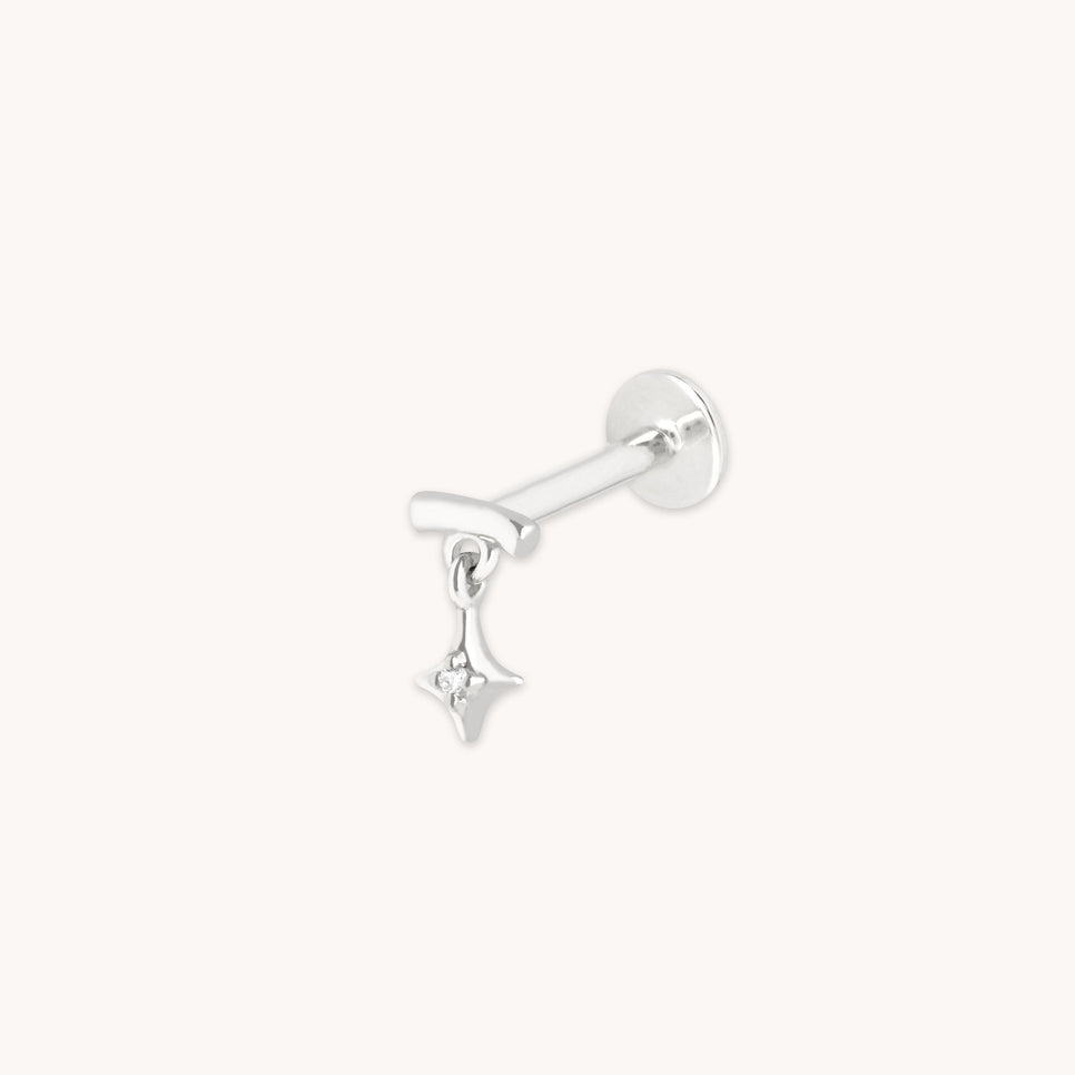 Cosmic Star Single Charm Hidden Helix in Solid White Gold