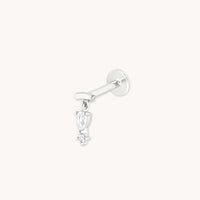 Pear Charm Hidden Helix in Solid White Gold