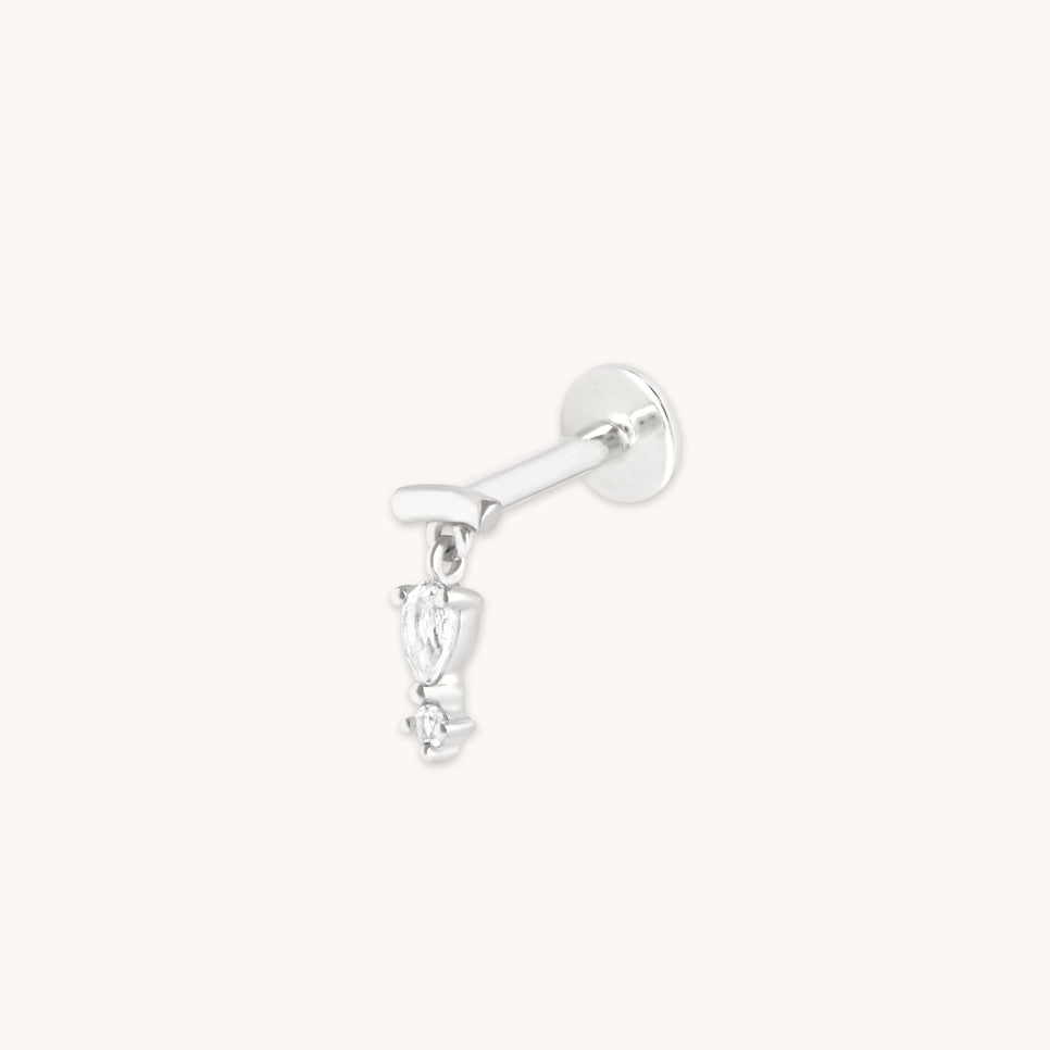 Pear Charm Hidden Helix in Solid White Gold