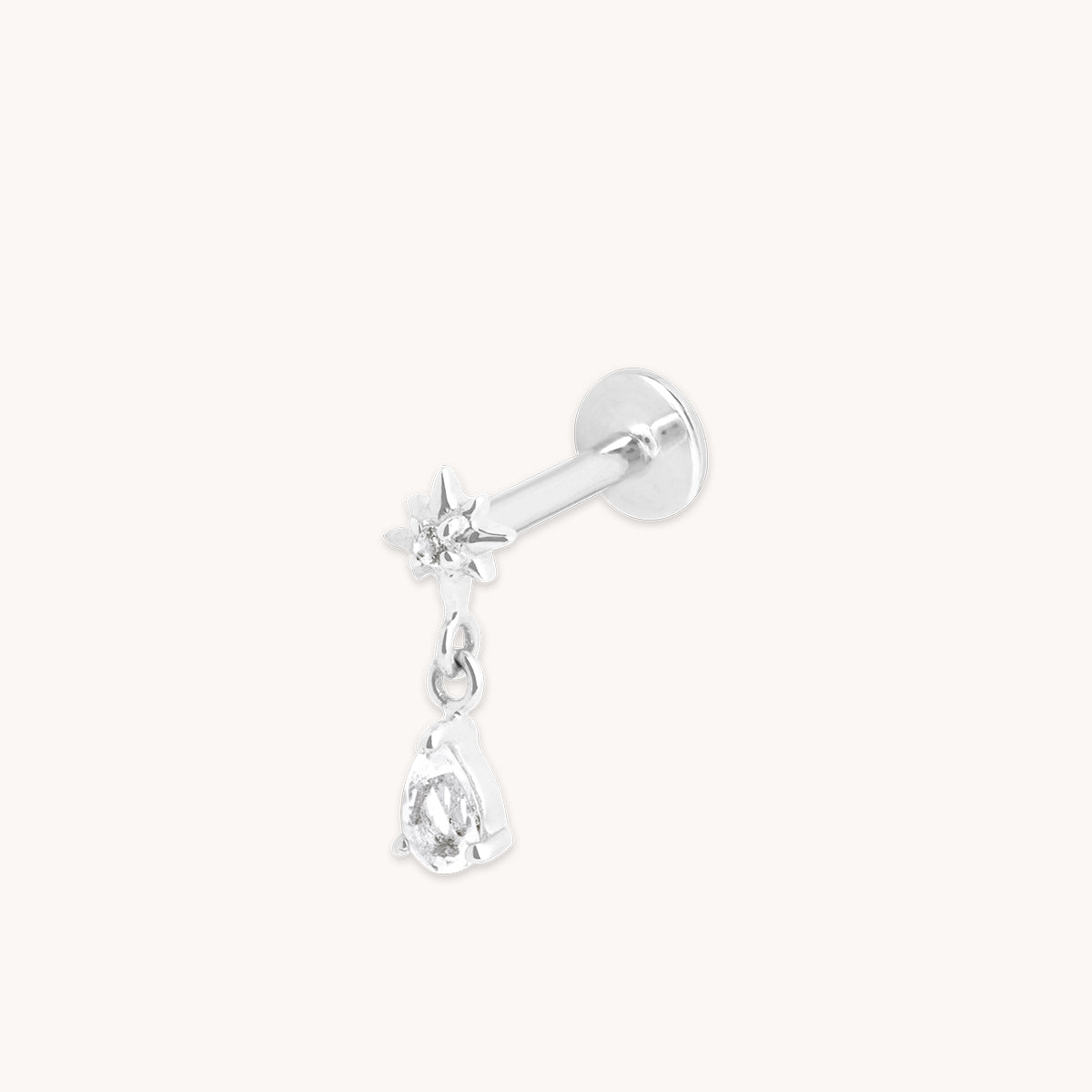 Diamond Cosmic Charm Piercing Stud in Solid White Gold-Astrid &amp; Miyu