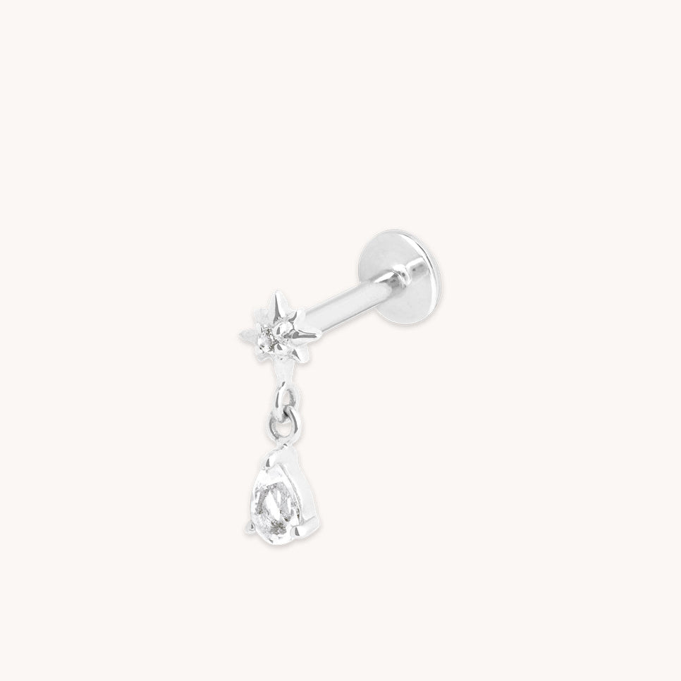 Diamond Cosmic Charm Piercing Stud in Solid White Gold-Astrid &amp; Miyu
