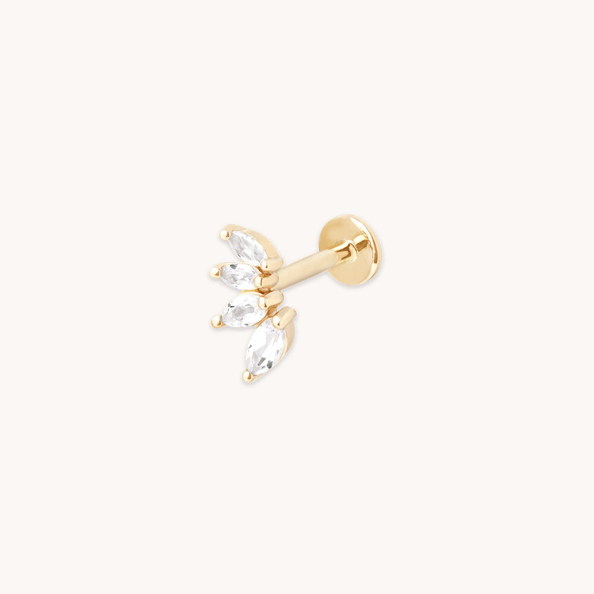 Diamond Marquise Fan Piercing Stud in Solid Gold-Astrid &amp; Miyu