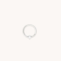 White Topaz Pear Daith Hoop in Solid White Gold