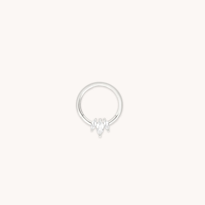 Topaz Marquise Fan Daith Hoop in Solid White Gold