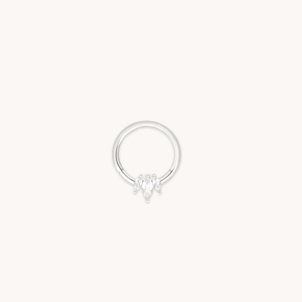 Topaz Marquise Fan Daith Hoop in Solid White Gold