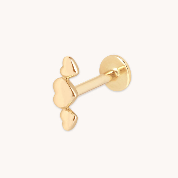 Heart Cluster Piercing Stud in Solid Gold