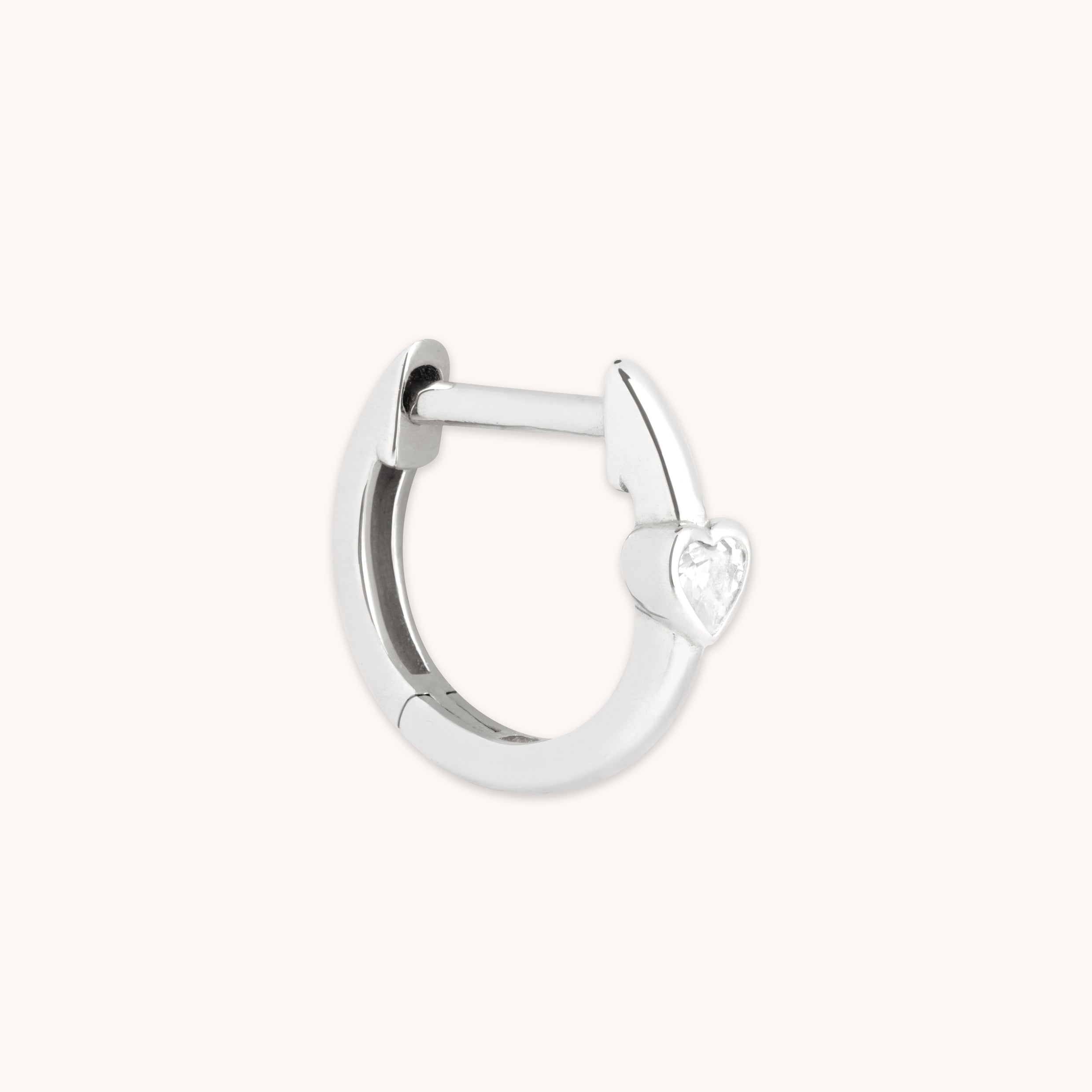 Heart Topaz Piercing Hoop in Solid White Gold