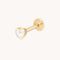 White Topaz Heart Piercing Stud in Solid Gold