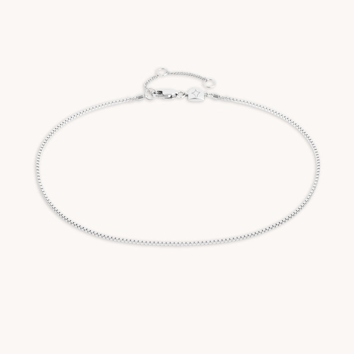 Essential Box Chain Anklet in Silver