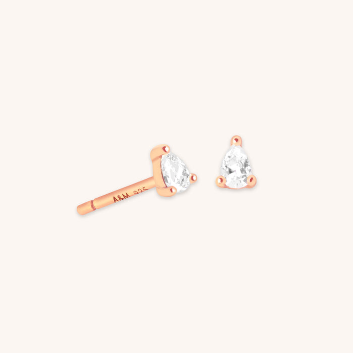 Pear Crystal Stud Earrings in Rose Gold