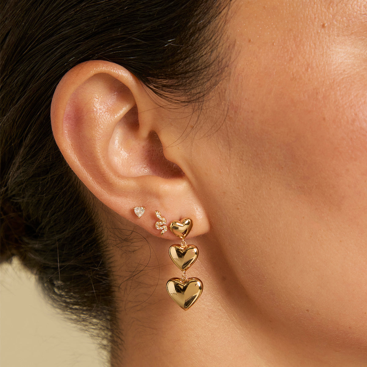 Heart Crystal Studs in Gold