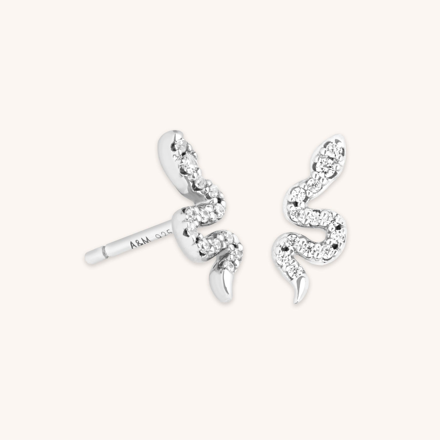 Snake Crystal Studs in Silver