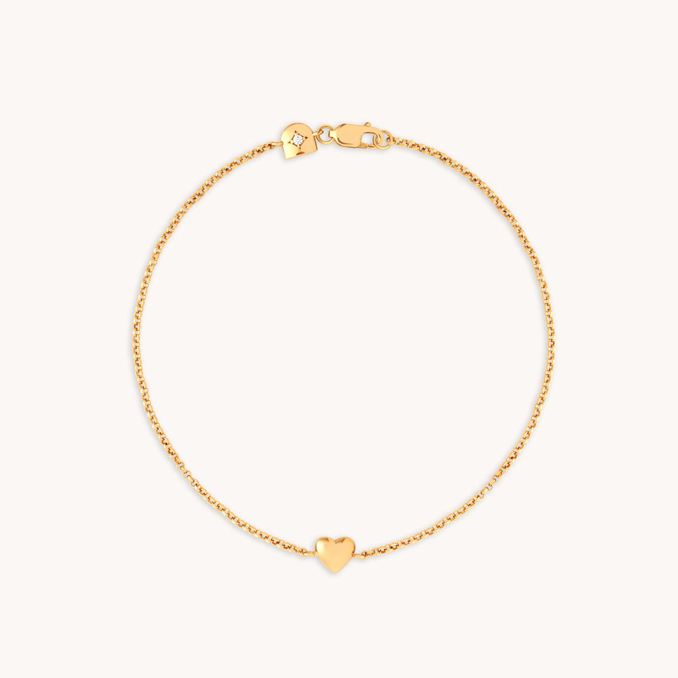 Love Heart Charm Bracelet in Gold