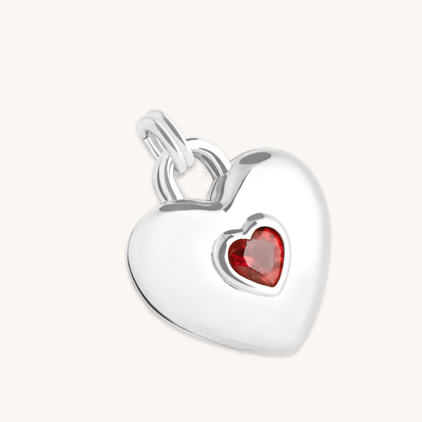 Duo Heart Talisman Charm in Silver