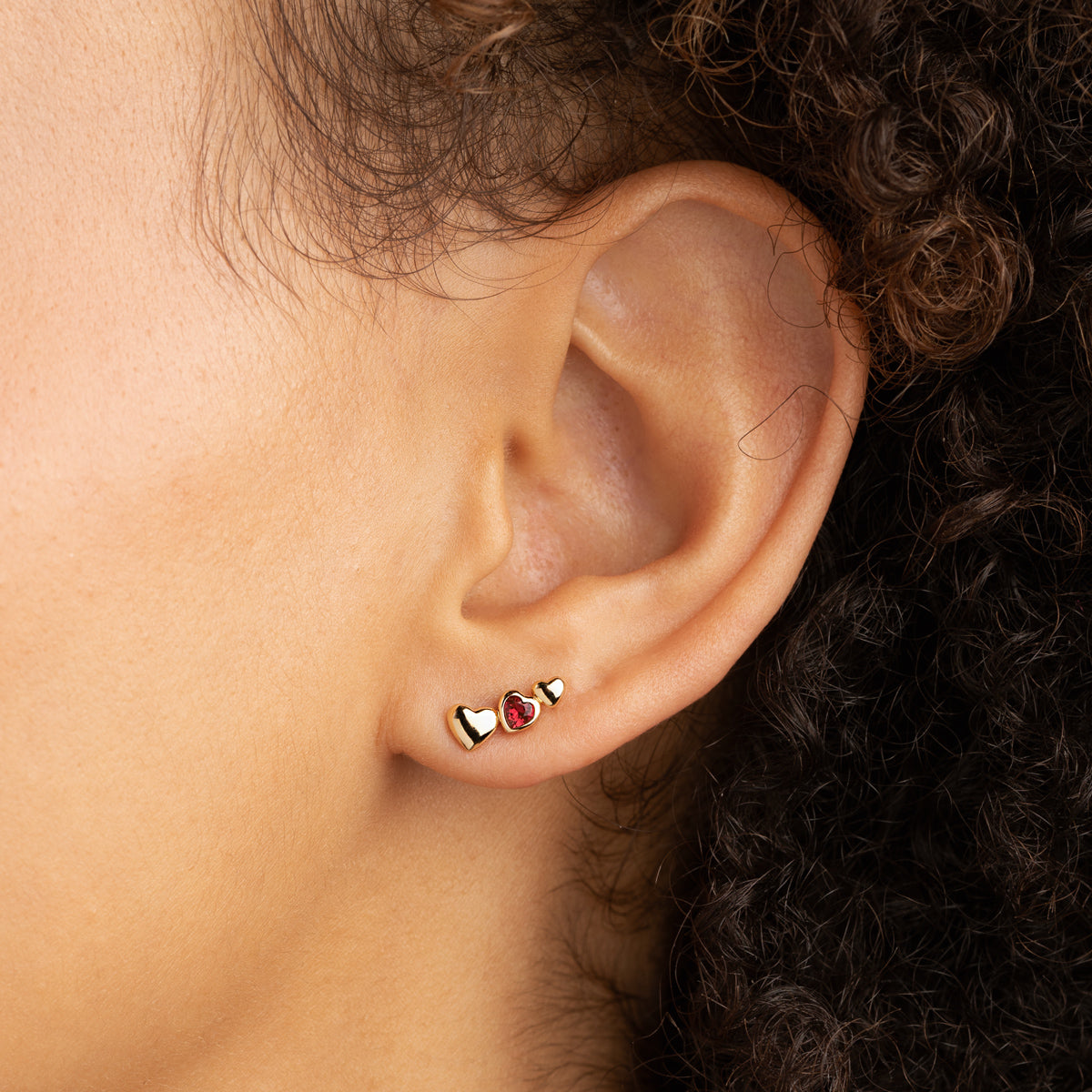 Red Heart Climber Studs in Gold