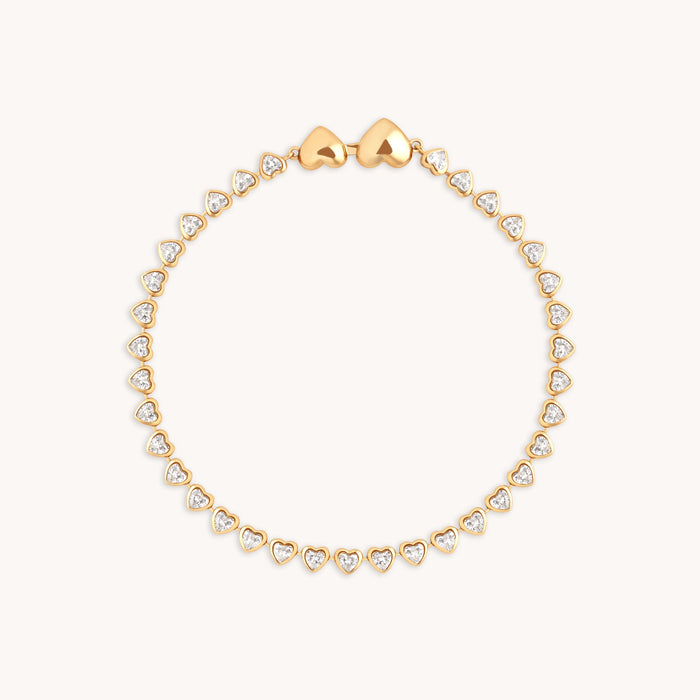 Heart Bezel Tennis Bracelet in Gold