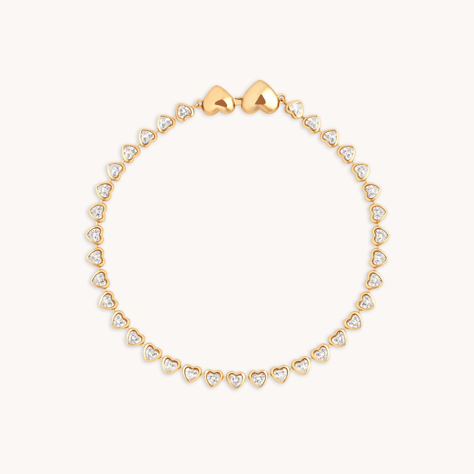 Heart Bezel Tennis Bracelet in Gold