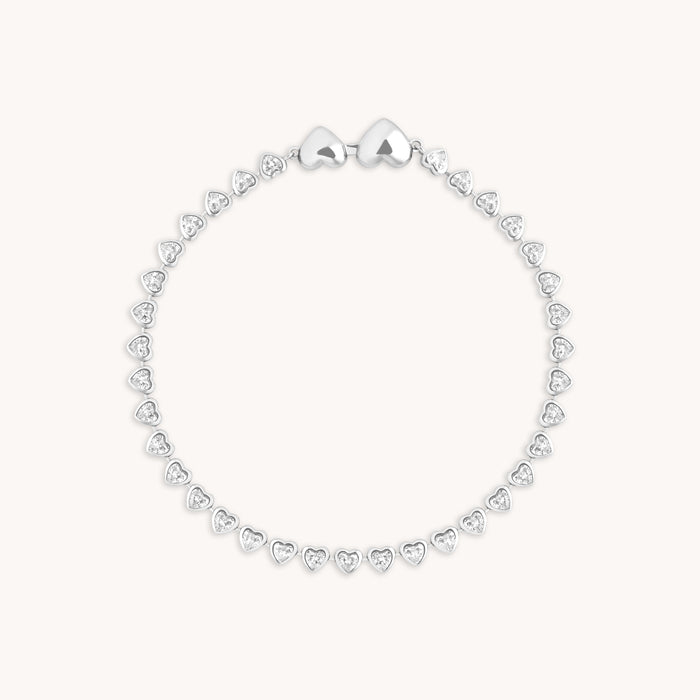 Heart Bezel Tennis Bracelet in Silver