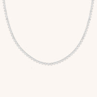 Heart Bezel Tennis Necklace in Silver