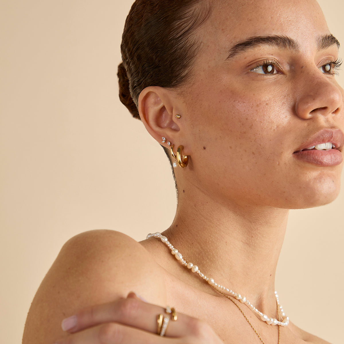 Shell Titanium Piercing Stud in Gold