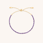 Amethyst February Beaded Bracelet in Solid Gold