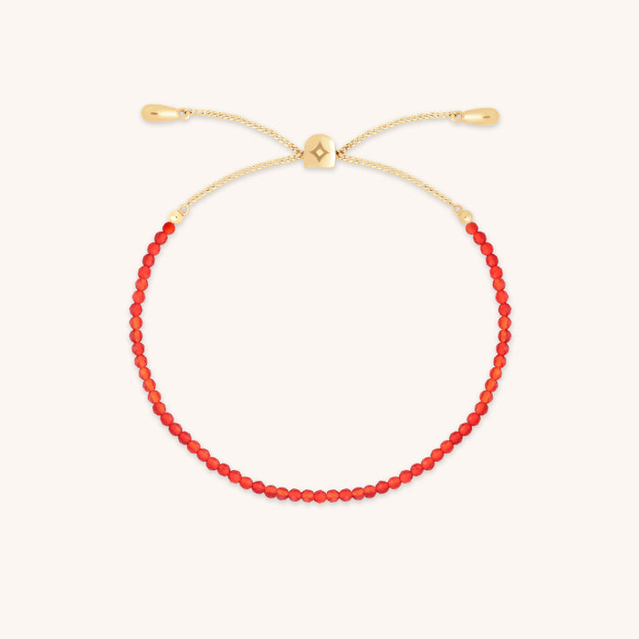 Carnelian July Beaded Bracelet in Solid Gold-Astrid &amp; Miyu