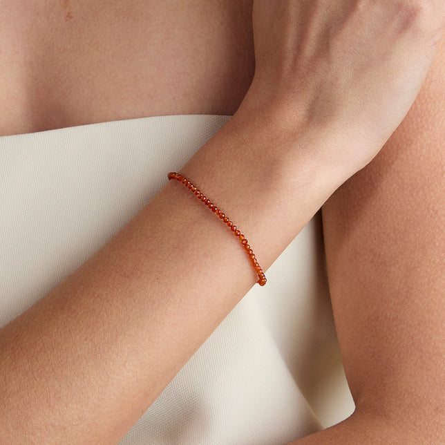 Carnelian July Beaded Bracelet in Solid Gold-Astrid &amp; Miyu