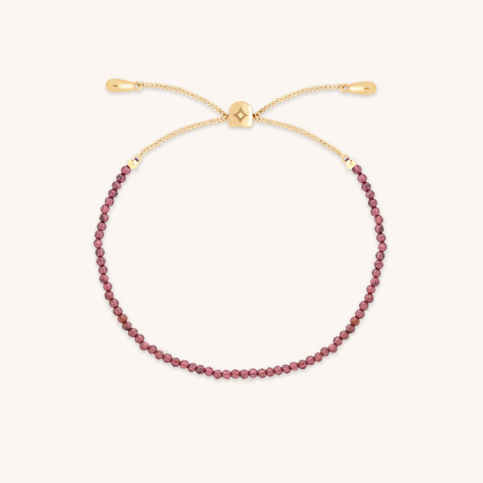 Garnet January Beaded Bracelet in Solid Gold