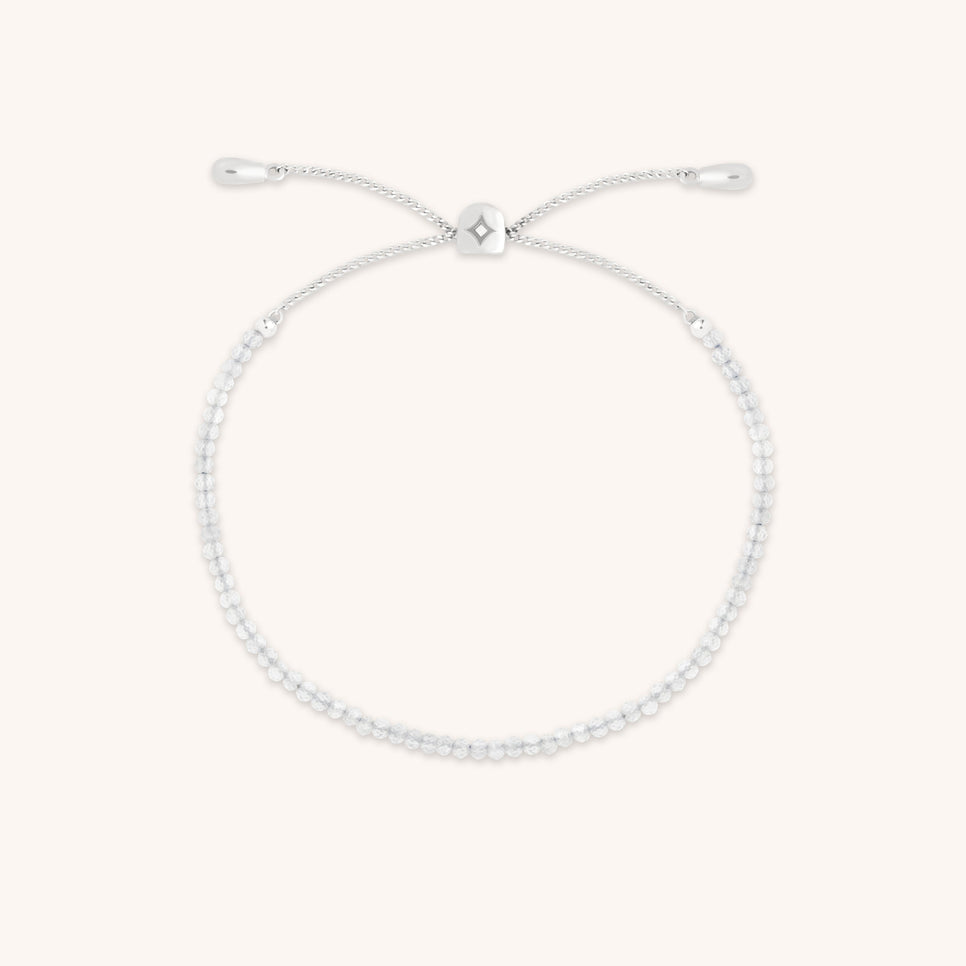 Topaz April Beaded Bracelet in Solid White Gold
