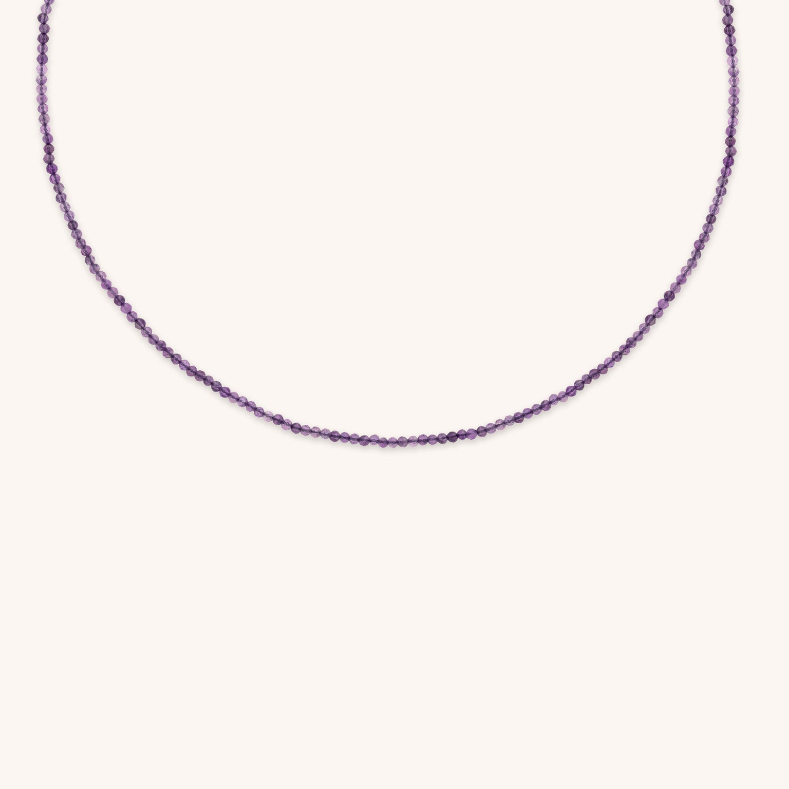 Amethyst February Beaded Necklace in Solid Gold