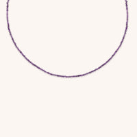 Amethyst February Beaded Necklace in Solid Gold