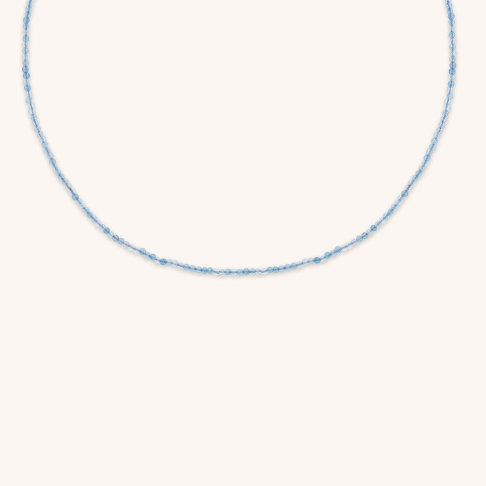 Aquamarine March Beaded Necklace in Solid Gold