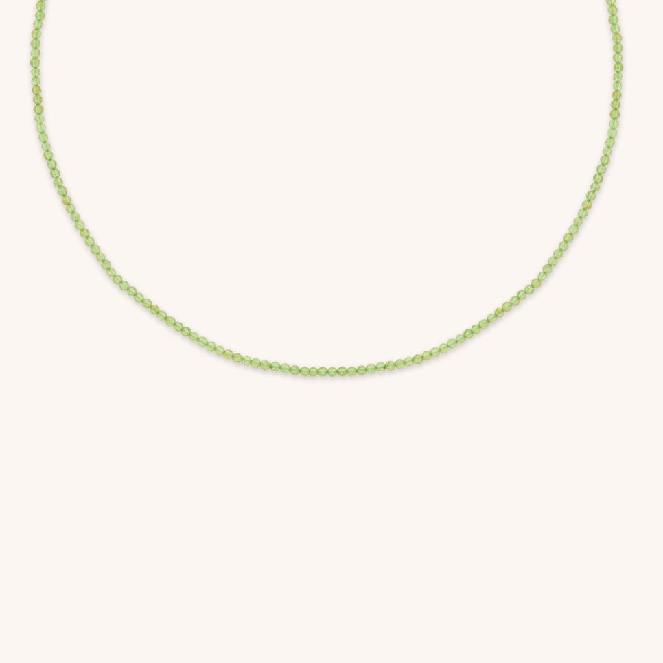 Peridot August Beaded Necklace in Solid Gold