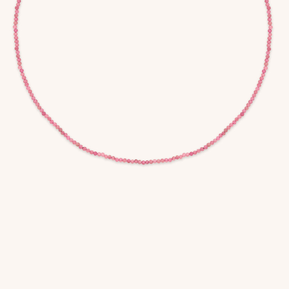 Tourmaline October Beaded Necklace in Solid Gold