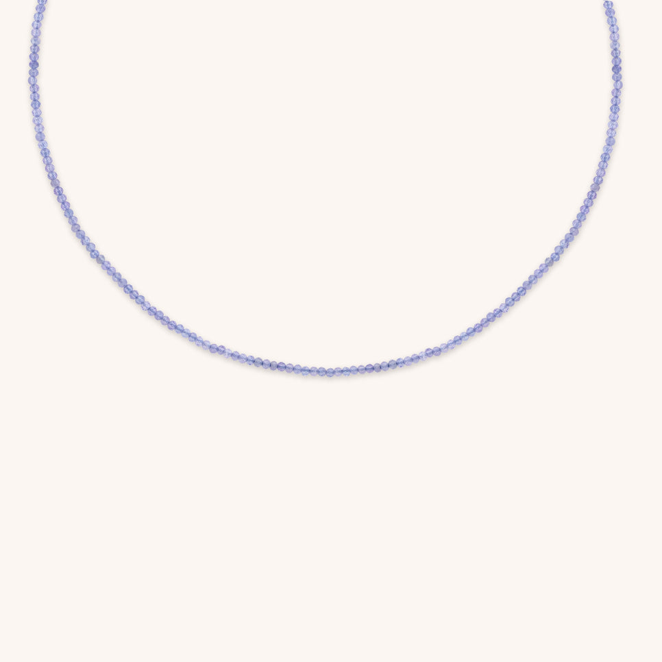 Tanzanite December Beaded Necklace in Solid Gold
